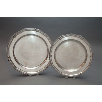 Lot 280 - Two Assembled Pairs of Spanish Silver Trays...
