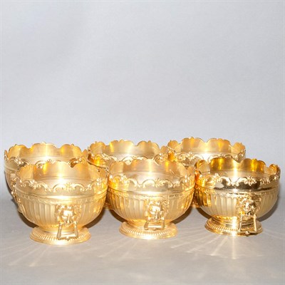 Lot 113 - Set of Twelve Gilt-Metal Bowls Diameter 5 inches.