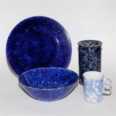 Lot 115 - Group of Twelve Blue Glazed Pottery Table...