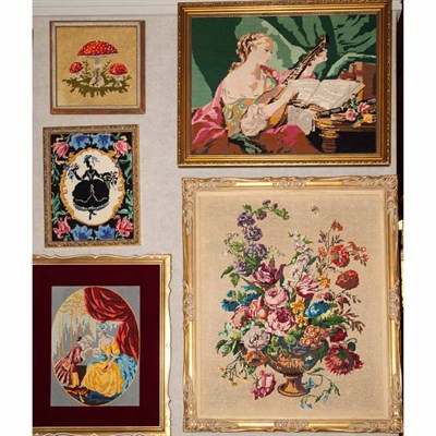 Lot 130 - Group of Seven Framed Needlepoint Pictures...