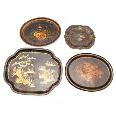 Lot 144 - Group of Tole and Papier Mache Trays...