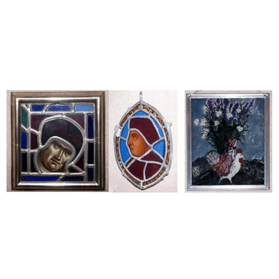 Lot 155 - Set of Thirteen Stained Glass Plaques of...