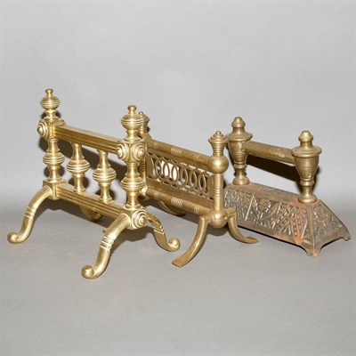 Lot 160 - Four Pairs of Brass Chenets; And a Bronze...