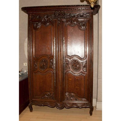 Lot 644 - Louis XV Style Oak Armoire Height 7 feet 8 1/2...