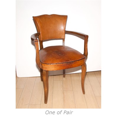 Lot 148 - Pair of Art Deco Leather Upholstered Fruitwood...