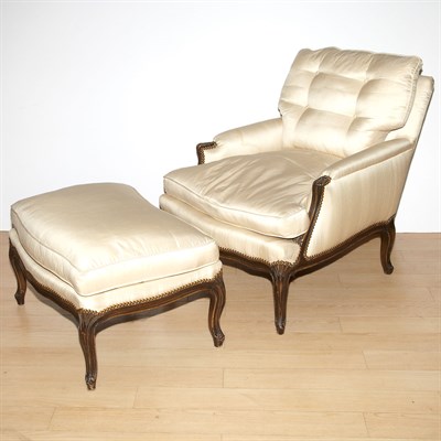 Lot 187 - Louis XV Style Stained Wood Upholstered Chair...