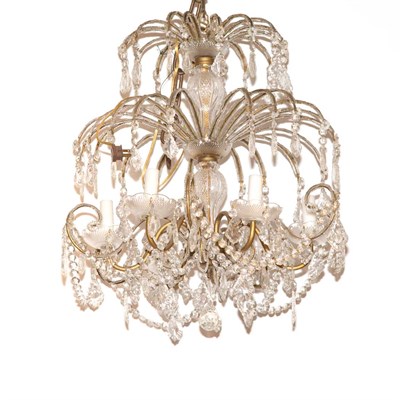 Lot 560 - Pair of French Style Glass and Brass Six-Light...