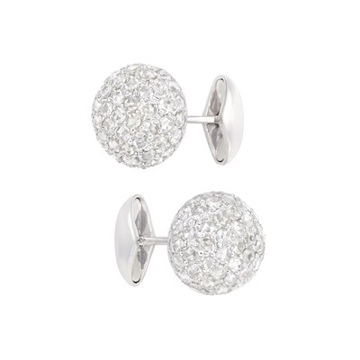 Lot 107 - Pair of White Gold and Diamond Cufflinks