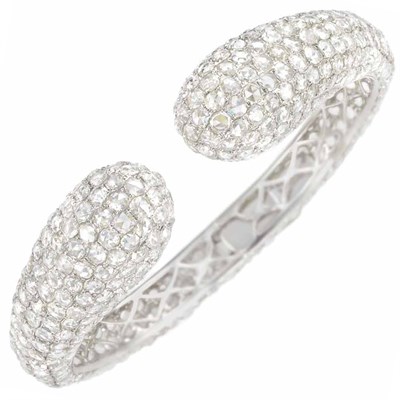 Lot 123 - White Gold and Diamond Bangle Bracelet