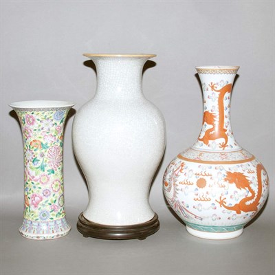 Lot 166 - Group of Three Chinese Porcelain Vases Height...