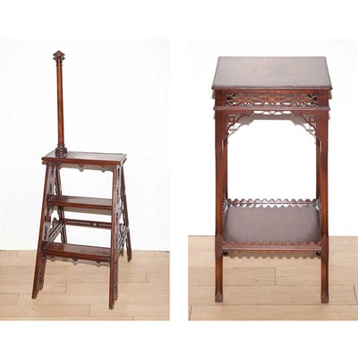 Lot 178 - Victorian Leather Inset Library Steps Height...