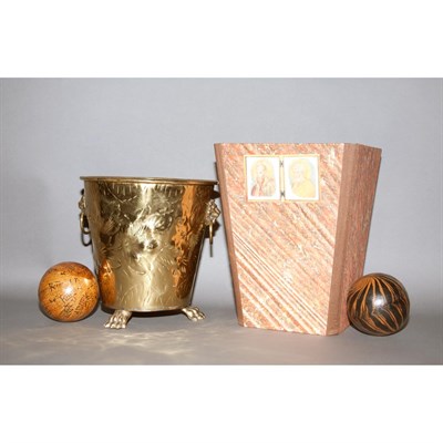 Lot 180 - Group of Five Metal and Wood Bins and Baskets;...