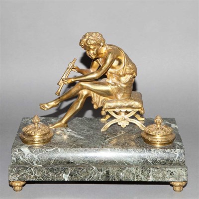 Lot 439 - French Gilt-Bronze and Marble Inkstand In the...
