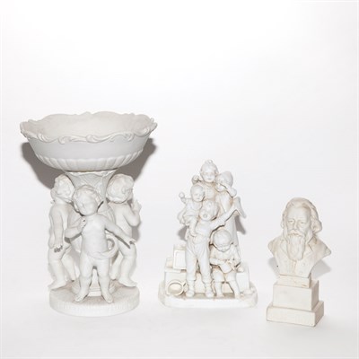 Lot 184 - Group of Three Bisque Porcelain Figural Groups;...