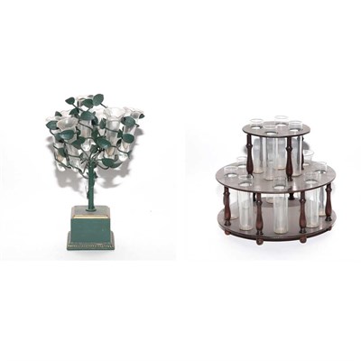 Lot 185 - Two Wood and Glass Bud Vases; And a Similar...