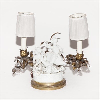 Lot 186 - Continental Porcelain Figural Group Mounted as...
