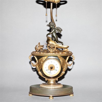 Lot 368 - Empire Style Gilt and Patinated-Bronze Clock...