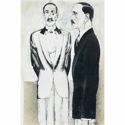 Lot 1 - Rudolf Bauer German, 1889-1953 Two Men, circa...