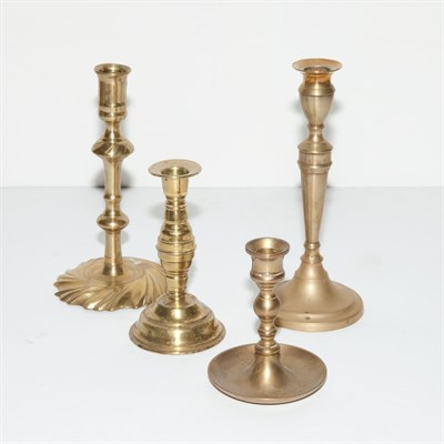 Lot 224 - Group of Brass Candlesticks Approximately...