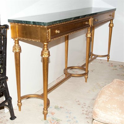 Lot 227 - Georgian Style Marble Top Gold Painted Console...