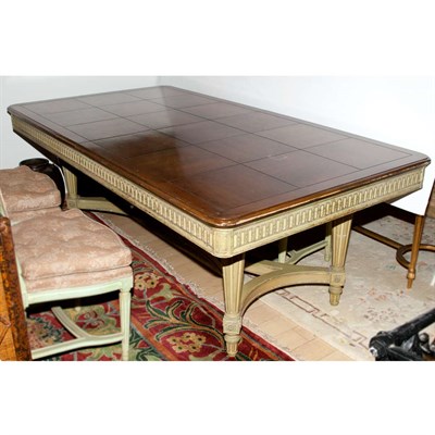 Lot 236 - French Provincial Style Painted Walnut Dining...