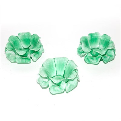 Lot 285 - Set of Twelve Green Glass Dessert Bowls