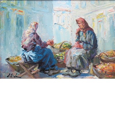 Lot 43 - Erno Erb Polish, 1878-1943 Women at the Market...