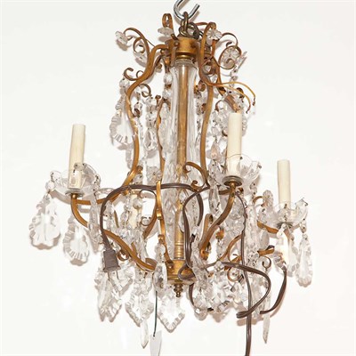 Lot 327 - French Style Gilt-Metal and Glass Four Light...