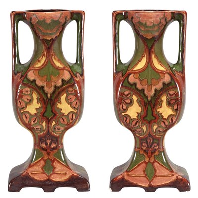 Lot 420 - Pair of Distel Art Nouveau Glazed Pottery...