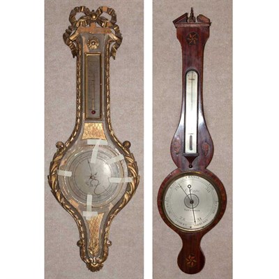 Lot 333 - French Painted Wood Barometer Height 37 inches;...