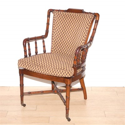 Lot 438 - Mahogany Faux Bamboo-Form Armchair