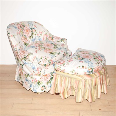 Lot 441 - Upholstered Armchair and Ottoman