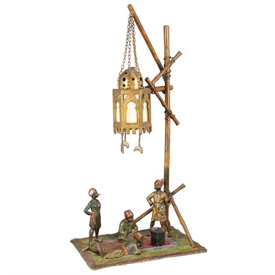 Lot 331 - Austrian Cold-Painted Bronze Figural Lamp...