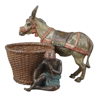 Lot 334 - Austrian Cold-Painted Bronze Group of a Boy,...