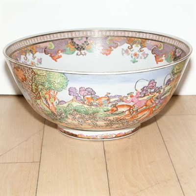 Lot 478 - Chinese Hunt Decorated Porcelain Punch Bowl...
