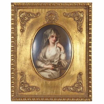 Lot 533 - Framed KPM Painted Porcelain Plaque of a...