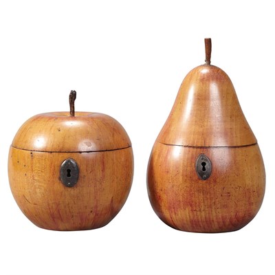 Lot 550 - Georgian Fruitwood Pear-Form Tea Caddy 19th...