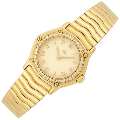 Lot 59 - Lady's Gold and Diamond 'Wave' Wristwatch, Ebel