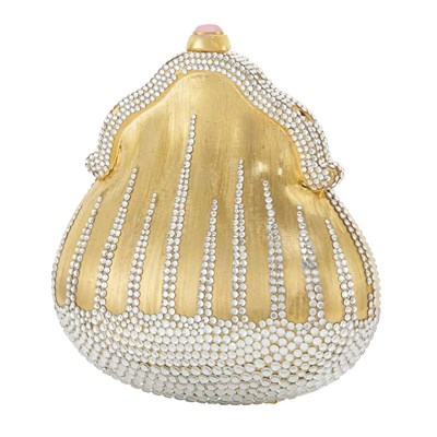 Lot 90 - Gold-Tone Metal and Rhinestone Evening Purse with Carrying Chain, Judith Leiber