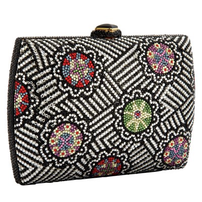 Lot 91 - Multicolored Rhinestone Evening Purse with Carrying Chain, Judith Leiber