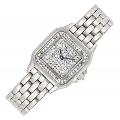 Lot 110 - Lady's White Gold and Diamond 'Panther' Wristwatch, Cartier