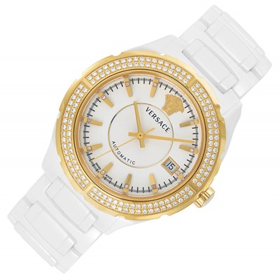 Lot 3 - White Ceramic, Gold and Diamond Wristwatch, Versace