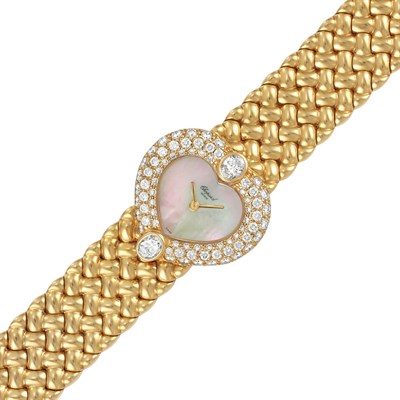 Lot 207 - Lady's Gold, Mother-of-Pearl and Diamond Wristwatch, Chopard
