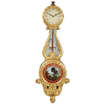 Lot 112 - Classical Mahogany Giltwood and Eglomise Banjo...