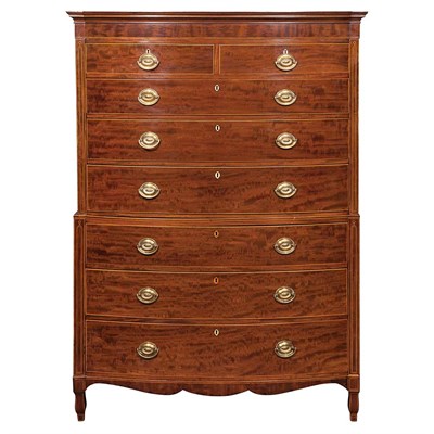 Lot 414 - George III Inlaid Mahogany Chest on Chest Late...