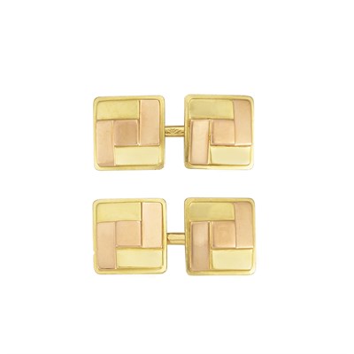 Lot 452 - Pair of Retro Two-Color Gold Cufflinks, Cartier, France