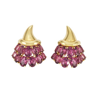 Lot 14 - Pair of Gold and Pink Tourmaline Earclips, Verdura
