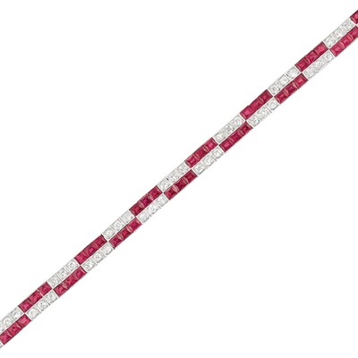 Lot 580 - Platinum, Ruby and Diamond Bracelet
