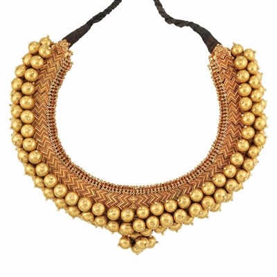 Lot 53 - Indian Gold Bead Cluster Necklace with Cord