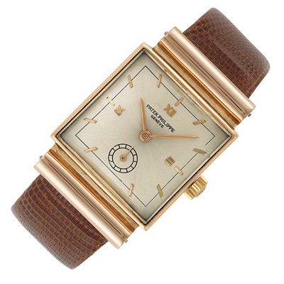 Lot 453 - Gentleman's Retro Rose Gold Wristwatch, Patek Philippe & Co.